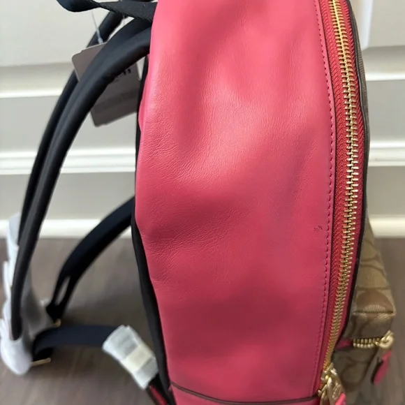 Coach Charlie Signature Medium Size Backpack Brown and Pink  display picture 3
